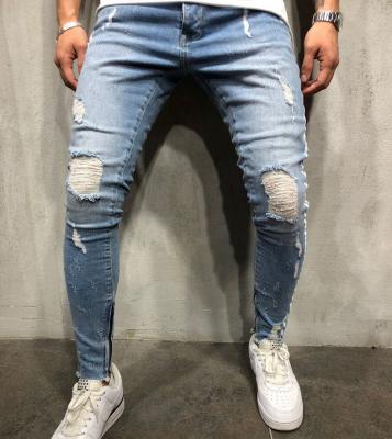 China Fashion Waterproof Men's Knee Hole Jeans Men's Skinny Fit Men's Jeans for sale