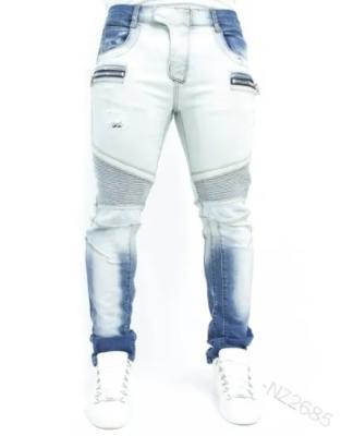 China Washed Mens Designer Street Wear Spandex Breathable Full Length Cotton Mens Jeans White Jeans for sale