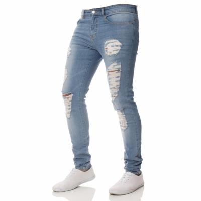 China Factory Direct Selling Spandex Casual Distressed Cotton Mens Breathable Jeans Full Length Jeans for sale