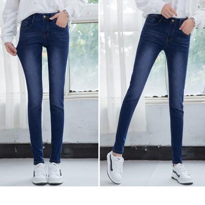 China Sustainable School Student's Style Basic Lady's Jeans Full Length Denim Pants Blue Jeans for sale