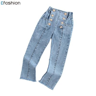 China OEM Breathable Wholesale Kids Girls Jeans Pants Young Girls Straight Denim Pants for sale