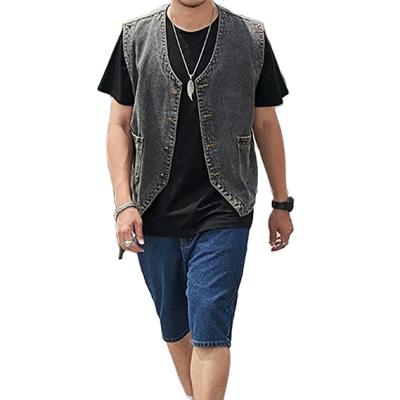 China Waterproof Men's Casual Denim Vest Jean Vests Jacket Button Down Sleeveless Jeans Invest Denim Jacket for sale