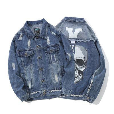 China Casual Jacket Taro Print Broken Suit Men's Retro High Street Breathable Jacket Denim Jacket for sale