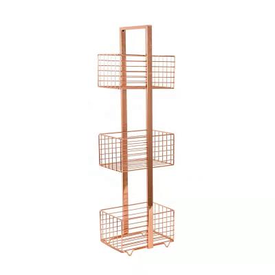 China Multi Functional 3 Tiers Metal Bathroom Storage Rack Kitchen Sustainable Storage Rack Shelf for sale