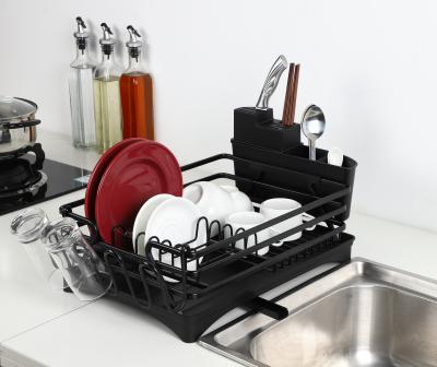 China Sustainable Aluminum Dish Rack With Dish Rack Dish Rack Storage Drying Rack Black for sale