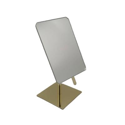 China Wholesale Gold Desktop Decorative Tabletop Bedroom Herschel Mirror Adjustable Square Makeup Mirror for sale