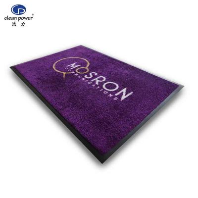 China Washable Spray Dyed Logo Floor Mats Customized Floor Mats For Hotels And Shopping Malls for sale