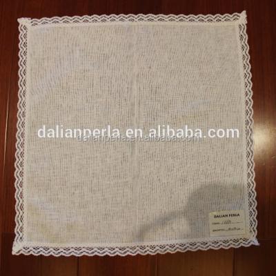 China Other Plain White Cotton Linen Towel 40x40cm With Lace for sale