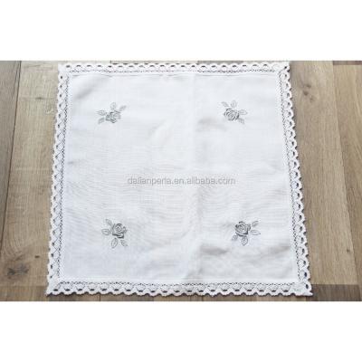 China Table Washable Polyester Embroidered Towel With Lace for sale