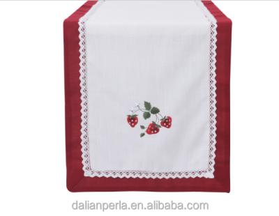 China Dobby Polyester Tablerunner with Strawberry Embroidery for sale