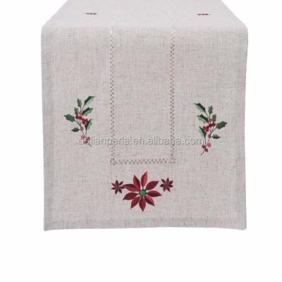 China 40x220cm Washable And Durable Polyester Embroidered Table Cloth Runner With Hemstich for sale