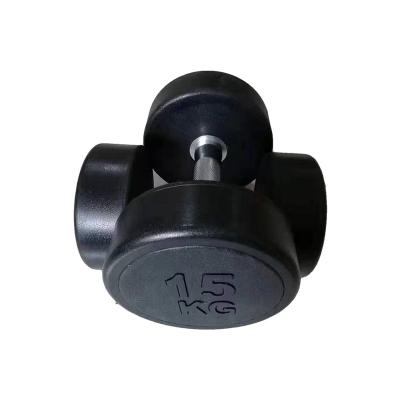 China Durable 2022Commercial Fitness Dumbbell Set Black Gym Round PU Dumbbell for sale