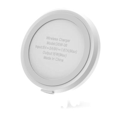 China ABS 10w Mini White Round Wireless Charger Mobile Phone Charging Station For Smart Phone for sale