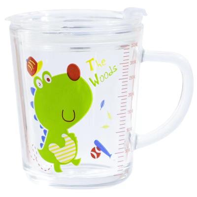 China Viable Children's Wall Glass Thickened Water Double Mug Creative 350ML Milk Cup With Straw for sale