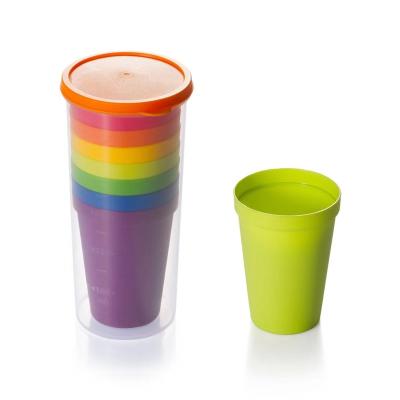 China Simply Popular 7 Packs Convenient Rainbow Colorful Plastic Outdoor Picnic Drinking Cup Handy Set Plastic Cups For Christmas Dinner for sale