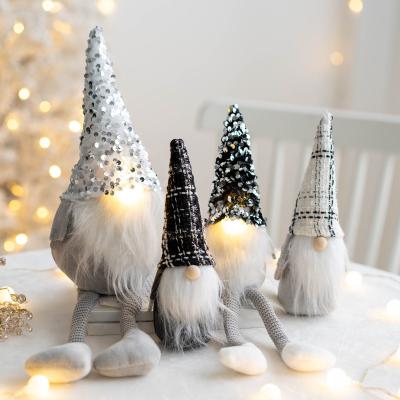 China 2022 Fabric Christmas Decoration Supplies Plush Gnome With LED Light Christmas Gnome Ornaments for sale