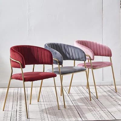 China Luxury Adjustable Arm(Height)Restaurant Dining Room Furniture Modern Fabric Velvet Dining Chairs With Metal Legs for sale