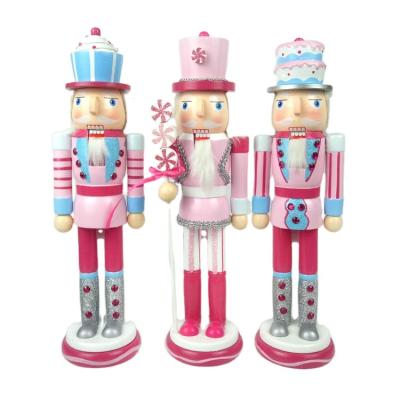 China 2021 Christmas Decorations Wholesale Christmas Decorations Nutcracker Series Wooden Nutcracker King Soldier Ornaments 38CM Set Desktop Decoration Three for sale