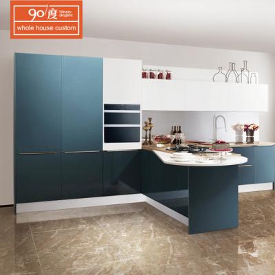 China Italy Hot Kitchen Kitchen Sideboard Complete Modern Waterproof Blue Lacquer Modular Sideboards for sale