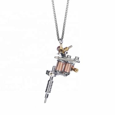 China Bar Gun Tattoo Machine Chain Pendant Necklace Personalized Hip Hop Jewelry Fashion Men's Gothic Environmental Friendly Women for sale