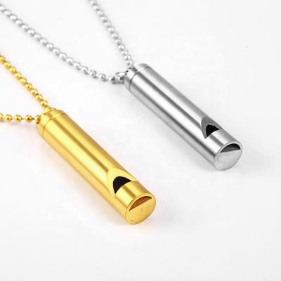 China Environmentally Friendly Personalized Hiphop Stainless Steel Stable Meditation Breathable Anti Worry Whistling Necklace for sale