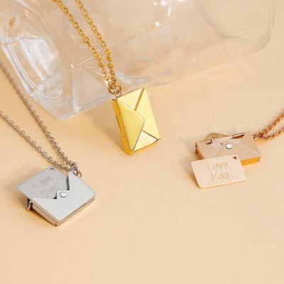 China Personalized Envelope Envelope Love Letter Frame Necklace Personalized Stainless Steel Pendant Necklace Environmentally Friendly For Women for sale