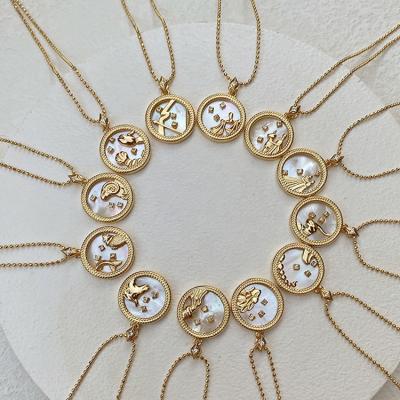 China Hot Selling Environmentally Friendly Sterling Silver Gold Plated Shells Jewelry Zodiac Silver Necklace 925 Pendant Necklace for sale