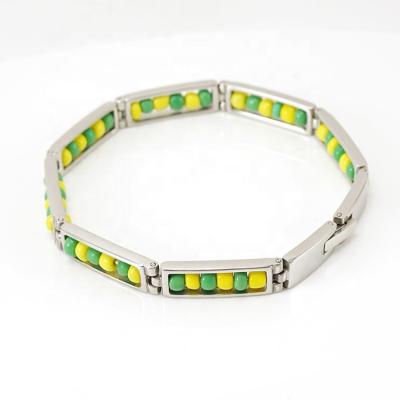 China New Arrival Stainless Steel Jewelry Environmental Friendly Green And Yellow Color Orula Bracelet Mix Pearl Bracelet Unisex Wholesale for sale