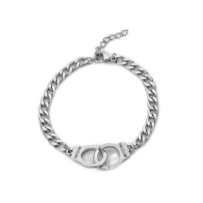 China Iayn Environmental Friendly Stainless Steel Handcuff Bracelet Silver Chain Bracelets For Women Men for sale