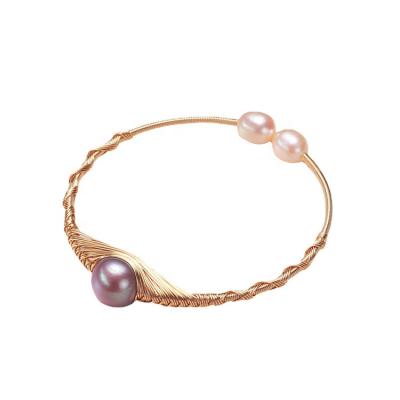 China Hot Selling Environmentally Friendly Edison Mabe Pearls Bead Bangle Natural Freshwater Rice Potato Bracelet For Women Gift for sale