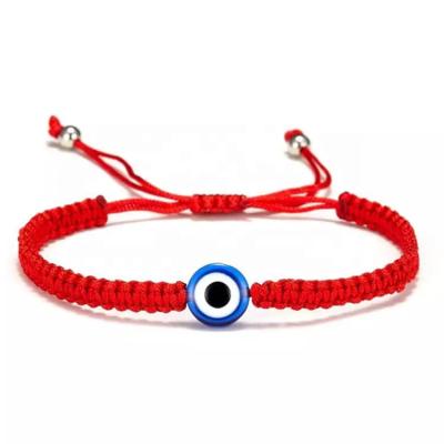 China Wholesale Red Rope Environmentally Friendly Handwoven Round Adjustable Bracelet Handwoven Blue Eyes Beads Bead Bracelet for sale