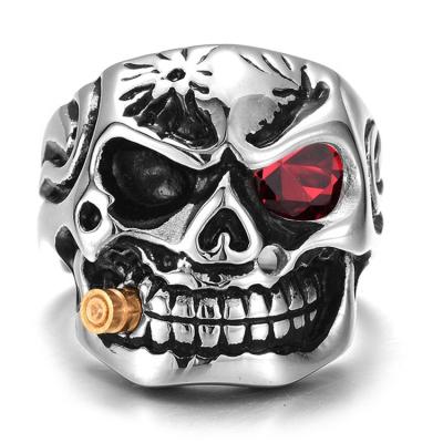 China New Hot Selling Diamond Rings Lead Free Nickel Free Skull Pipe Rings Personalized Punk Rings For Men for sale