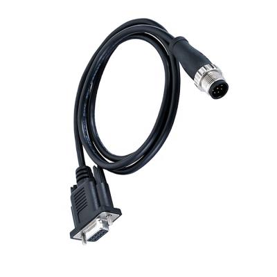 China D-sub industry female connector 9pin cable to M12 A coding male 8pin cable for sale