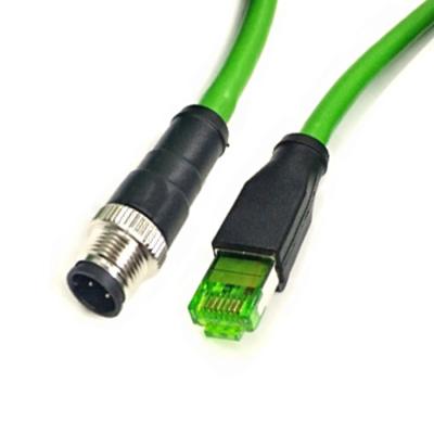 China Industry Premium Cognex Molded M12 Premium 8 Position D X-Coded Ethernet Straight Male To Male GigE RJ45 Cable Assemblies for sale