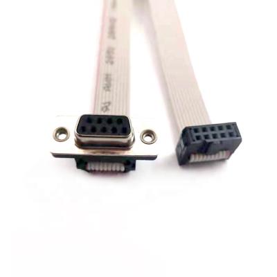 China Home Appliance FC 10P To FD 10P 2.54mm Pitch IDC Connector 1.27 Female Pitch Gray Flat Ribbon Cable To D-SUB DB9 9 Pin Female Connector for sale