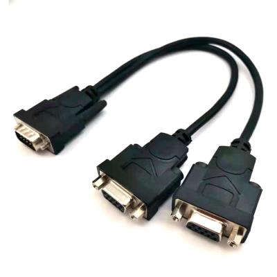 China Customized 0.3m RS232 DB9PIN Y Splitter CABLE Splitter 2 Female Serial Adapter DB9PIN 1 Male To Straight Through Cable YFDB004 Rs232 for sale