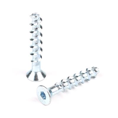 China Installation Carbon Steel Masonry Screw White Zinc Plated Hex Socket Flat Head Concrete Anchor Bolts Screws for sale