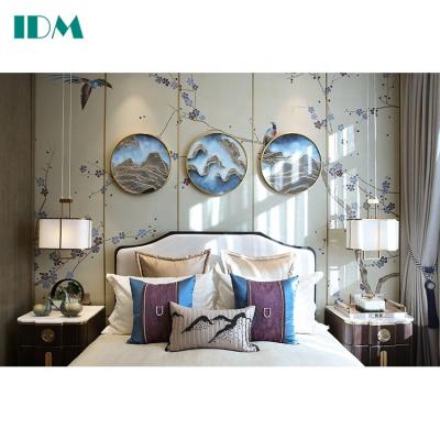 China Solid wood luxury hotel villa design metal master bedroom furniture set IDM-X14Contemporary for sale