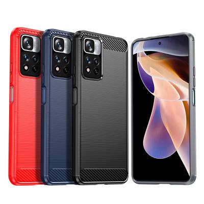 China Wholesale Shockproof Luxury Shockproof Fiber Soft Mobile Carbon TPU Back Cover For Xiaomi Redmi Note 10 Plus 11 Pro Case for sale