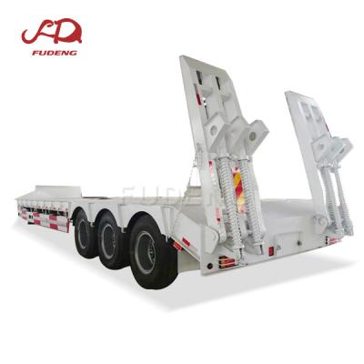 China Truck trailer china 60 80 100 ton gooseneck lowboy 4 axles 3 lowbed truck low bed per axles trailer manufacture for sale