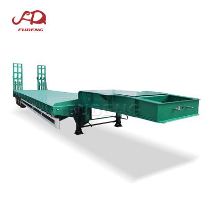 China 2021 Lowbed Triaxle Trailer Truck Semi Trailer With Mechanical Ramp for sale