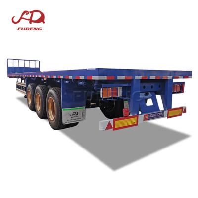 China 60tons 13M Container Carrier Used Flatbed Truck Trailer Truck Trailer 3 Axles Trailer for sale