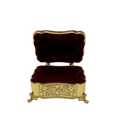 China Luxury Home / Restaurant Stock Gold Plated Medium Size Rectangular Jewelry Box for sale