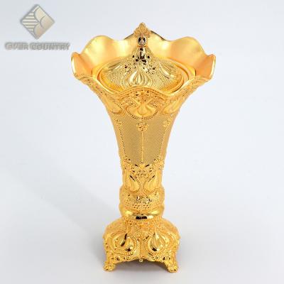 China Viable Modern Gold Plated With Cream Around Pointed Censer Incense Holder Mabkhara Burner Decoration for sale