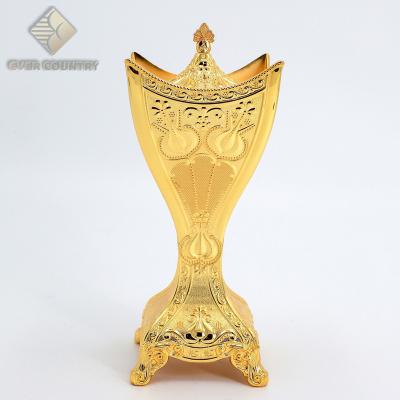 China Large Size Viable Stylish Square Shape Gold Plated Madden Secret Bukhara Metal Burner Display For Home Hotel Party Muslim Wedding for sale