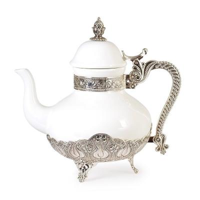 China Exquisite Stored Fashion Coffee Pot Luxury Light Arabic Style Desktop Teapot Gold Plated 12.5