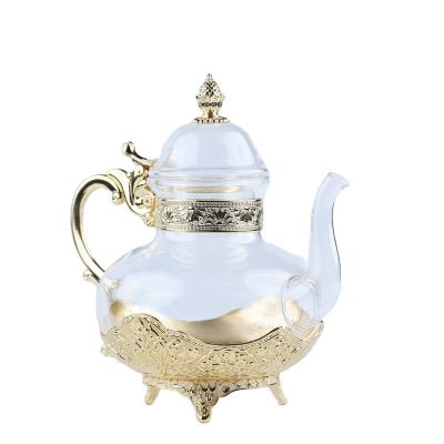 China Sustainable Home Dining Tableware Tea Coffee Coffee Gold Plated Glass Jar With Single Ear for sale