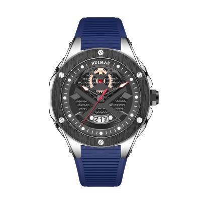 China New Silicone Date Automatic Top Clock Brand Blue Band Watch Men's Military Quartz Watch for sale