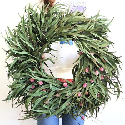 China Decoration Flower Garlands Newly Dried Floral Flower Garland Millet Fruit Dried Green Eucalyptus Leaves Garland for sale