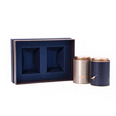 China Free Price Handmade Good Design Navy Blue Storage Tea Set Luxury Elegant Foam Filled Gift Box With Bag en venta